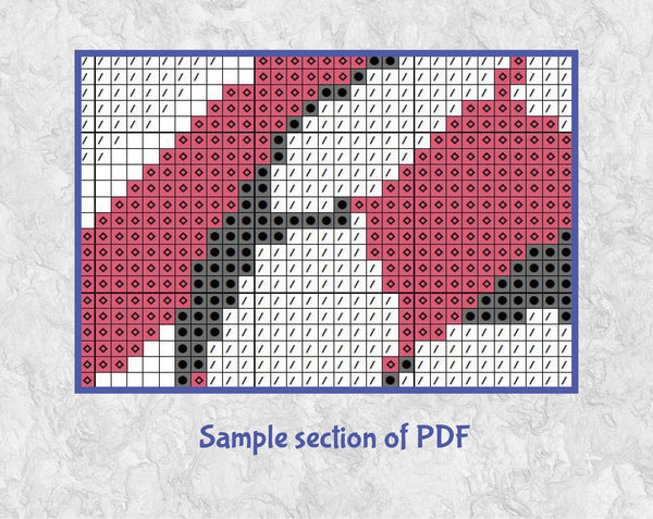 Brushstrokes Football Heart cross stitch pattern. Sample section of PDF.