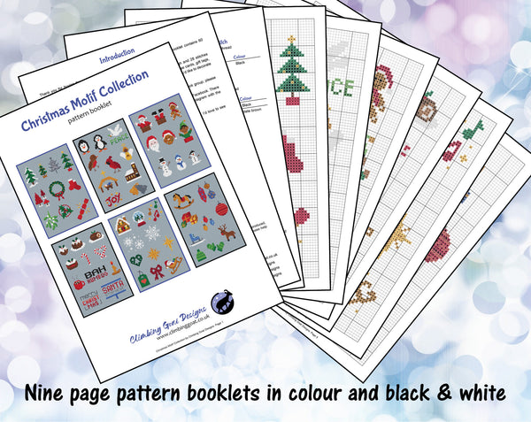 Christmas Motif Collection. Nine page pattern booklets in colour and black & white.