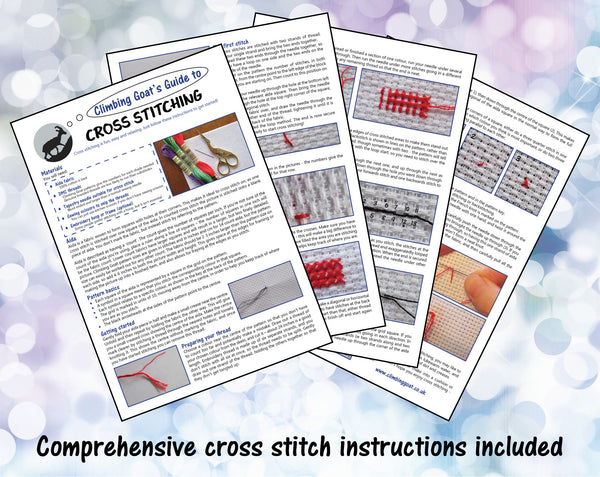 Comprehensive cross stitch instructions included.