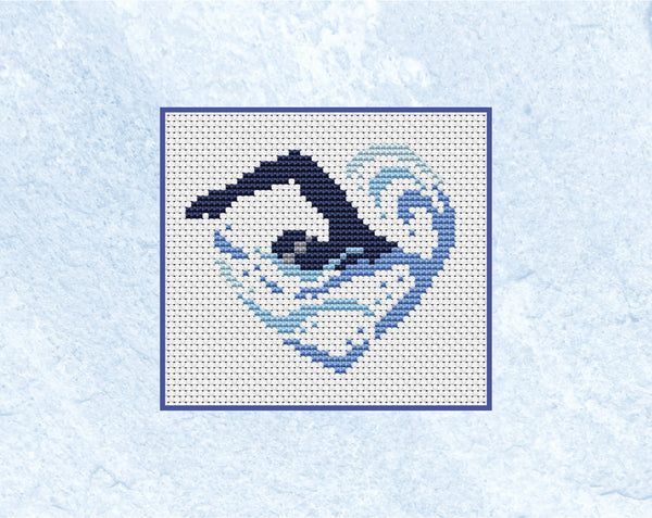 Mini Triathlon Hearts cross stitch patterns. Close up of swimmer pattern.