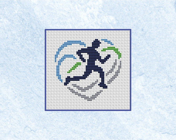 Mini Triathlon Hearts cross stitch patterns. Close up of runner pattern.