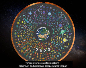 Rainbow Temperature Night Sky cross stitch pattern - maximum and minimum temperatures version.