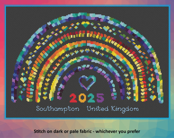 Temperature Rainbow - maximum and minimum temperatures version. Stitch on dark or pale fabric - whichever you prefer.