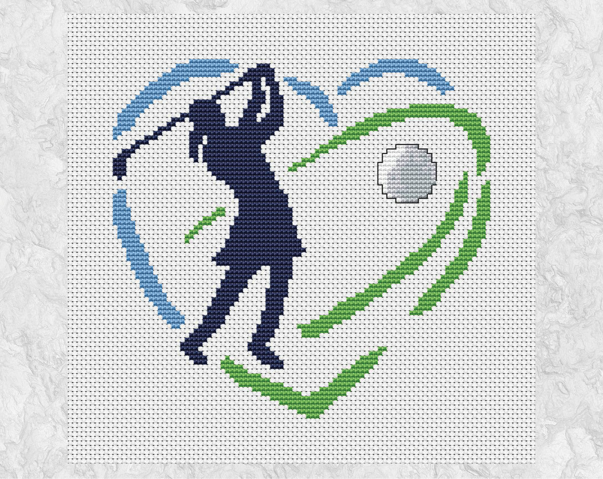 Golf Heart cross stitch pattern (wearing skirt) - Sketched Heart Colle ...