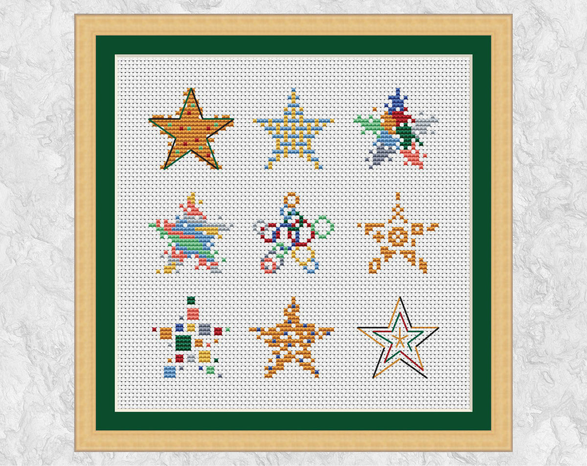 Nine Christmas Stars cross stitch pattern – Climbing Goat Designs